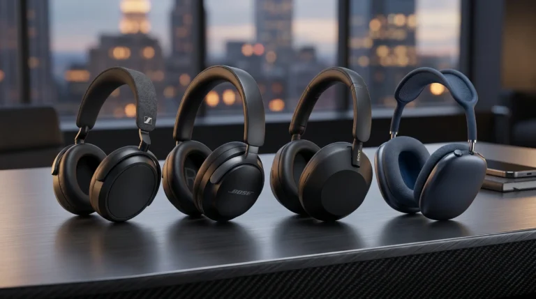 Comparativa de los mejores auriculares inalámbricos premium 2026: Sony WH-1000XM6, Bose QC Ultra, AirPods Max 2 y Sennheiser.