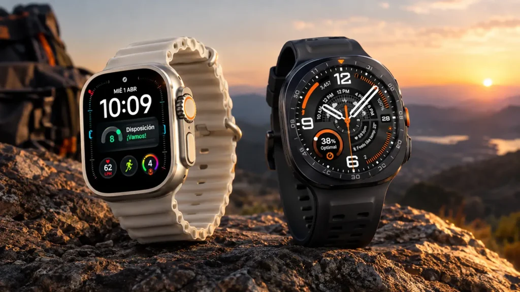 Apple Watch Ultra 4 vs Galaxy Watch Ultra 2, dos relojes inteligentes rugerizados de gama alta.