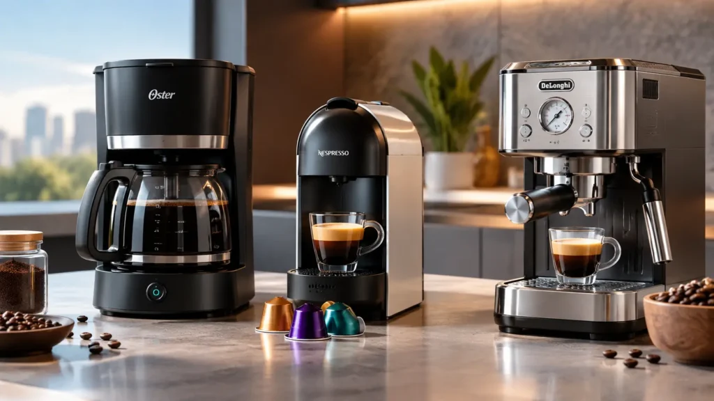 Cafetera de goteo, cápsula y espresso