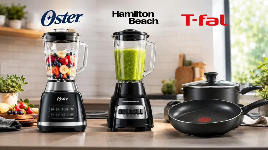 Oster vs Hamilton Beach vs T-Fal: comparativa de licuadoras, sartenes, garantías, durabilidad y recubrimientos antiadherentes en México.