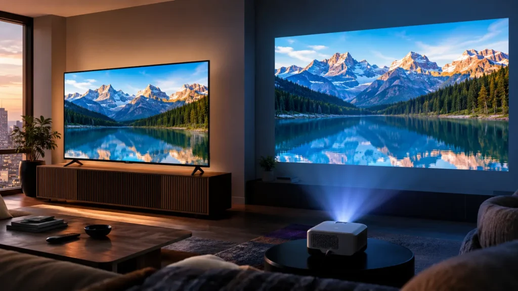 Proyector vs pantalla 65 pulgadas: comparación de imagen y tamaño